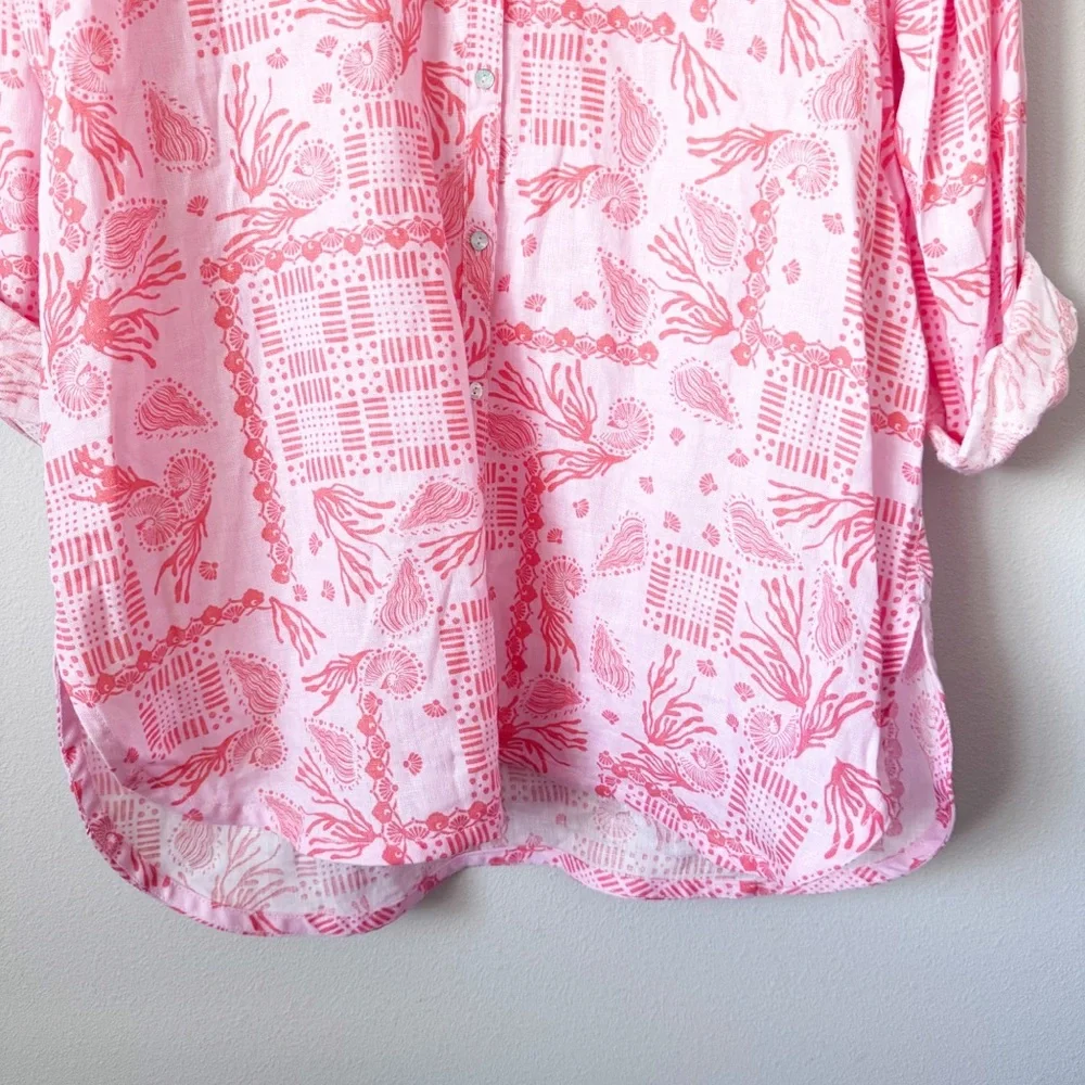 Sigrid Olsen Coral Seashell Linen Coverup - Picture 3 of 11